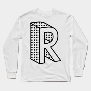 3D Ben Day Dot Isometric Letter R Long Sleeve T-Shirt